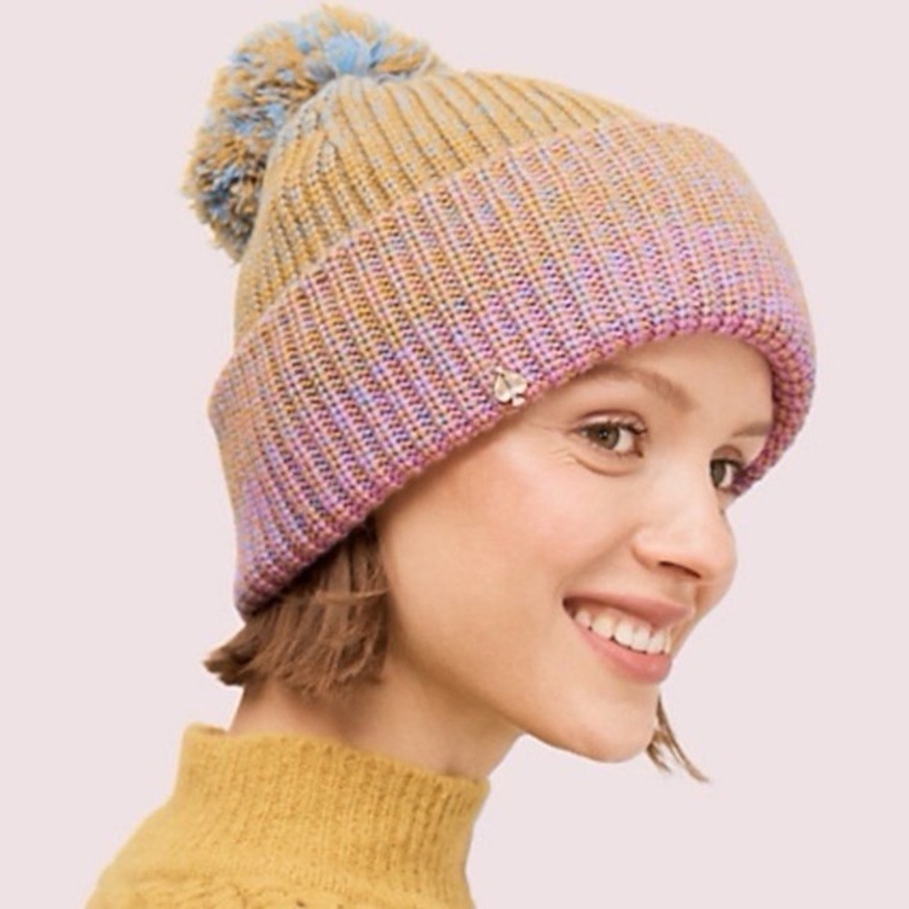 Purple Kate Spade Ombré‎ Hat Multicolored Snow Cold BEANIE